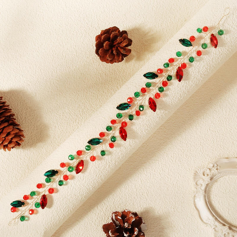 Christmas Headband | Red Green Rhinestone Party Hairband
