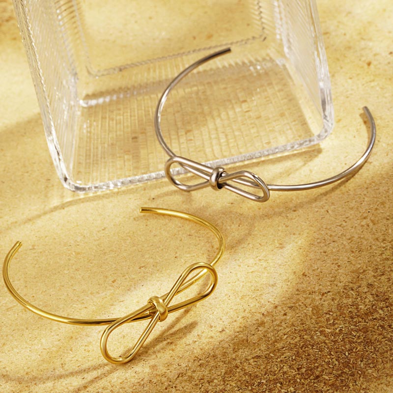 Bow Open Bangle Stainless Steel JLB1174