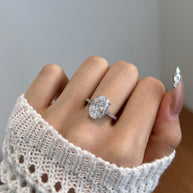 Oval Ice Flower Cut CZ Engagement Ring JDY120167