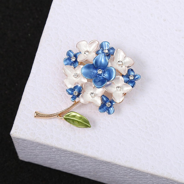 Rhinestone Flower Brooch | Korean Enamel Lapel Pin for Suits