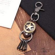 Custom Star Keychain | Punk Car Charm | Vintage Leather