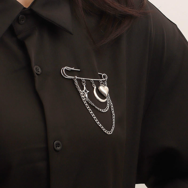 Moon Cross Star Brooch | Charm Bold Celestial Lapel Pin