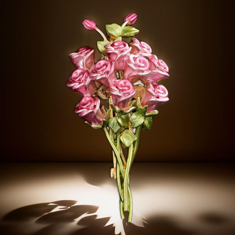 Pink Rose Brooch | Romantic Enamel Lapel Pin for Blazers