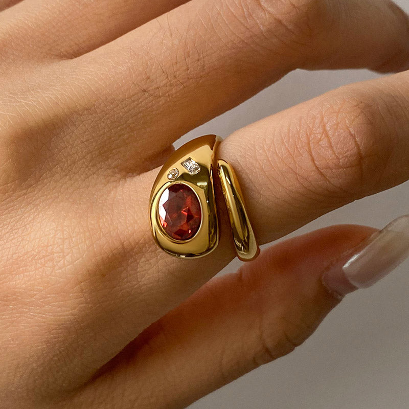 Red CZ Bold Ring