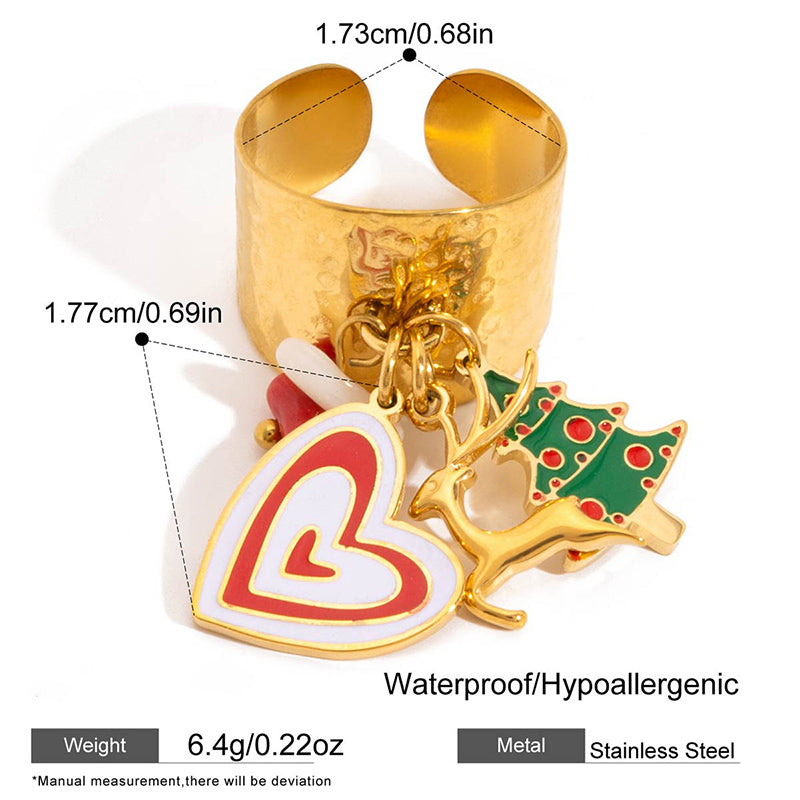 Christmas Tree Heart Reindeer Ring JXR0209010