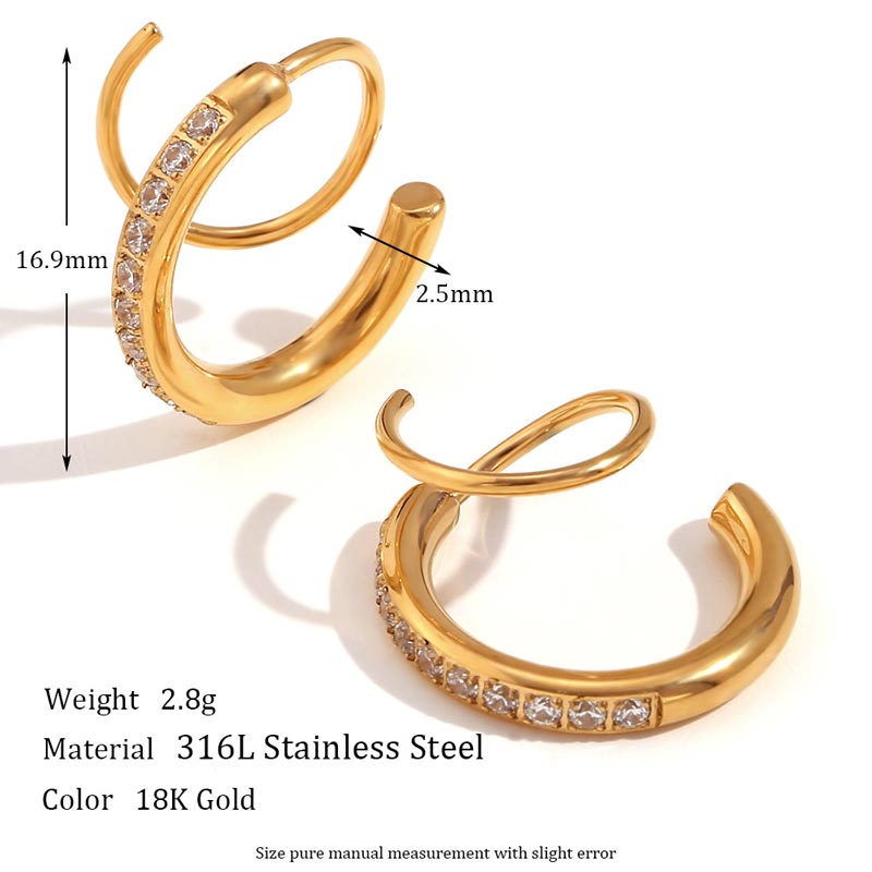 CZ Twisted Double Layer Earring