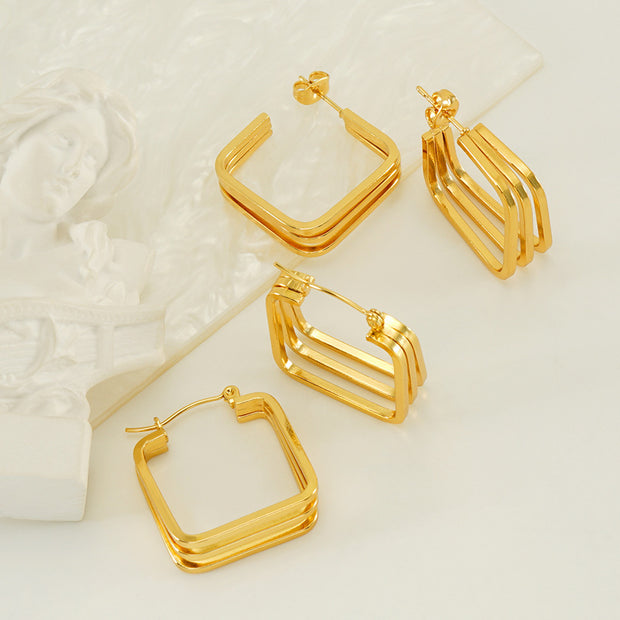 Geometric Triple Layer Earring JZX1283