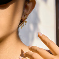 Gold Plated Fringe Hoops | Fashion Zircon Drop Earrings