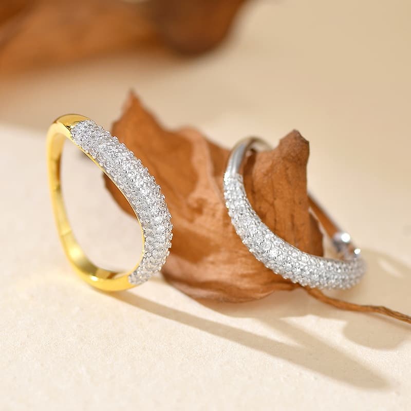 Pave Sterling Silver Bold Wave Ring  JAN1271-B