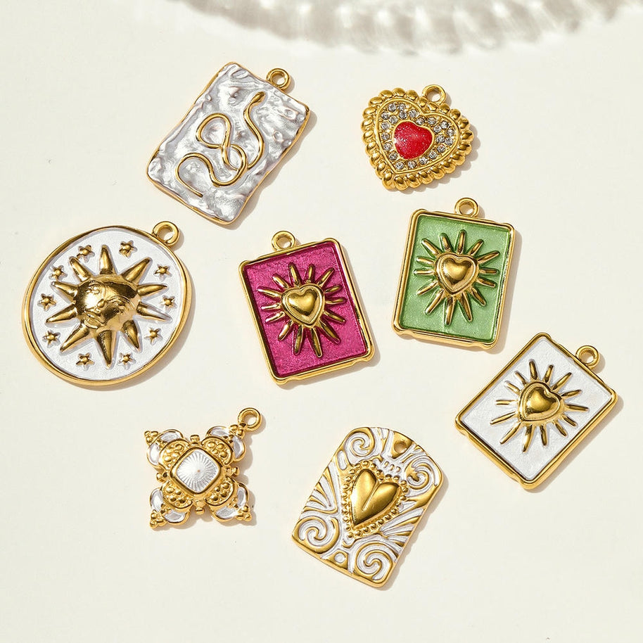 Snake Sun Pendant | Spiritual Enamel Love Cross Steel Charm