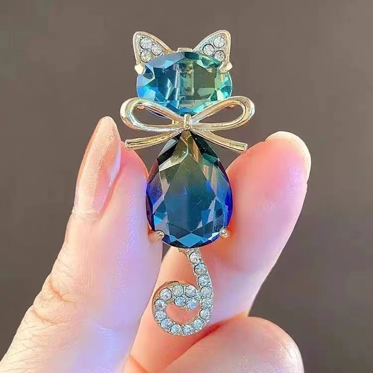 Blue Cat Brooch Kitty Pin | Korean Fashion