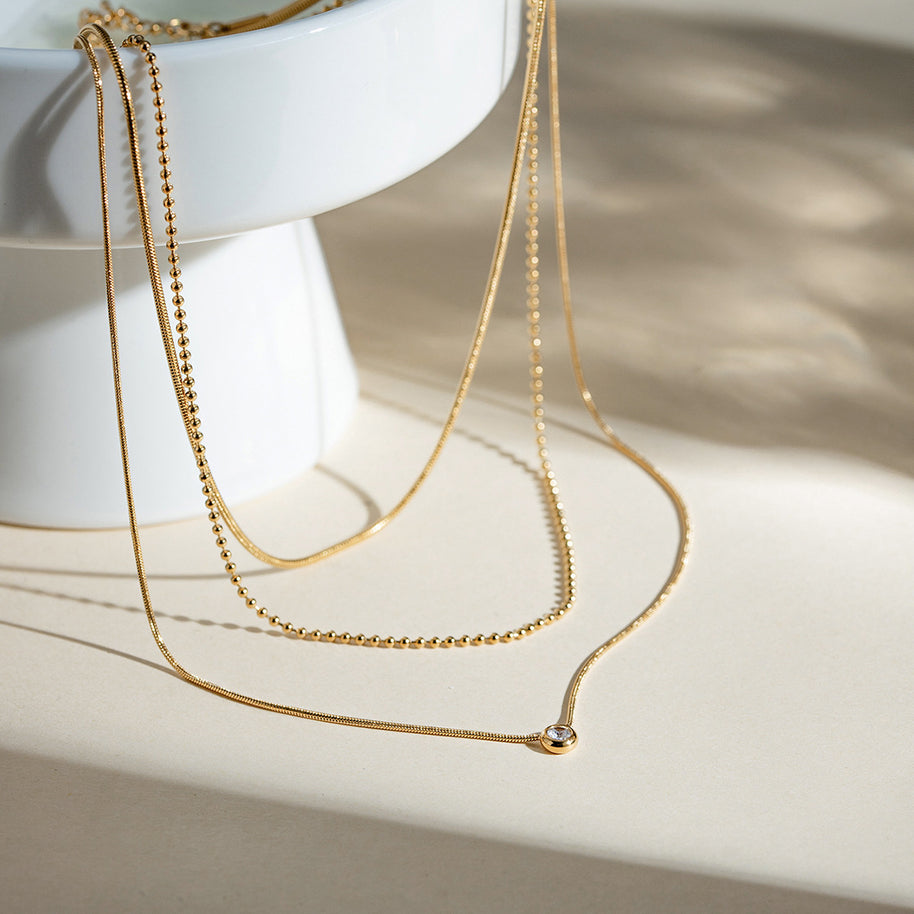Gold Plated Multi Strand Chain Necklace