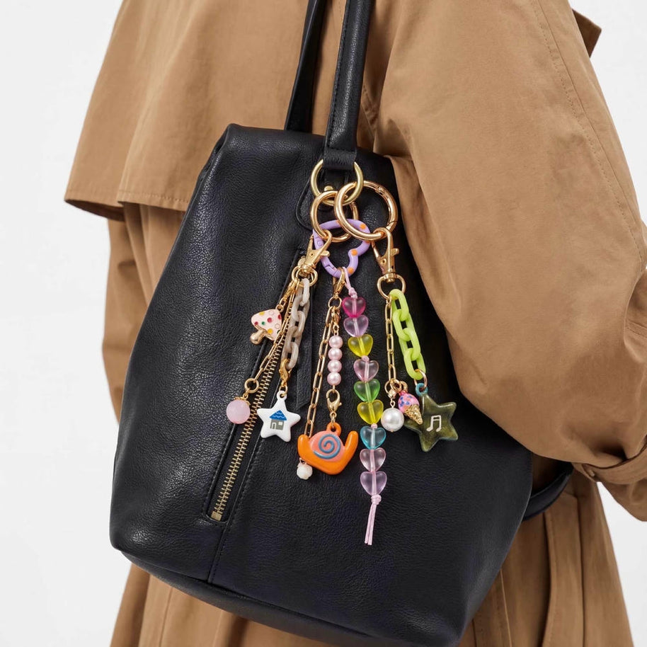 Dopamine Beaded Bag Charms Colorful Resin Enamel Pendant