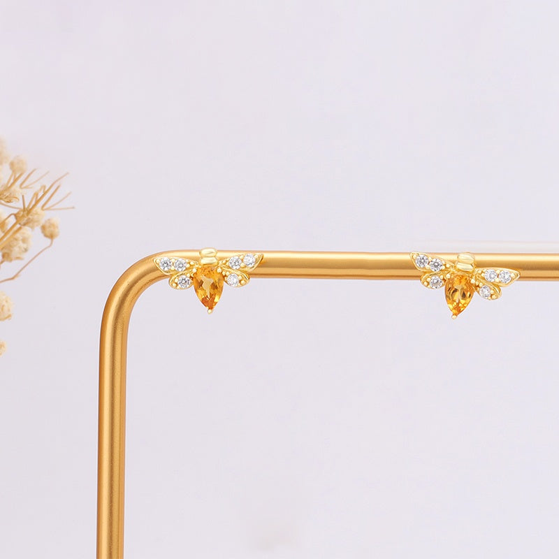 Citrine Bee Stud Earring
