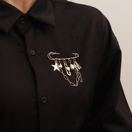 Ins Star & Monogram Brooch | Metal Tassel Drop Lapel Pin