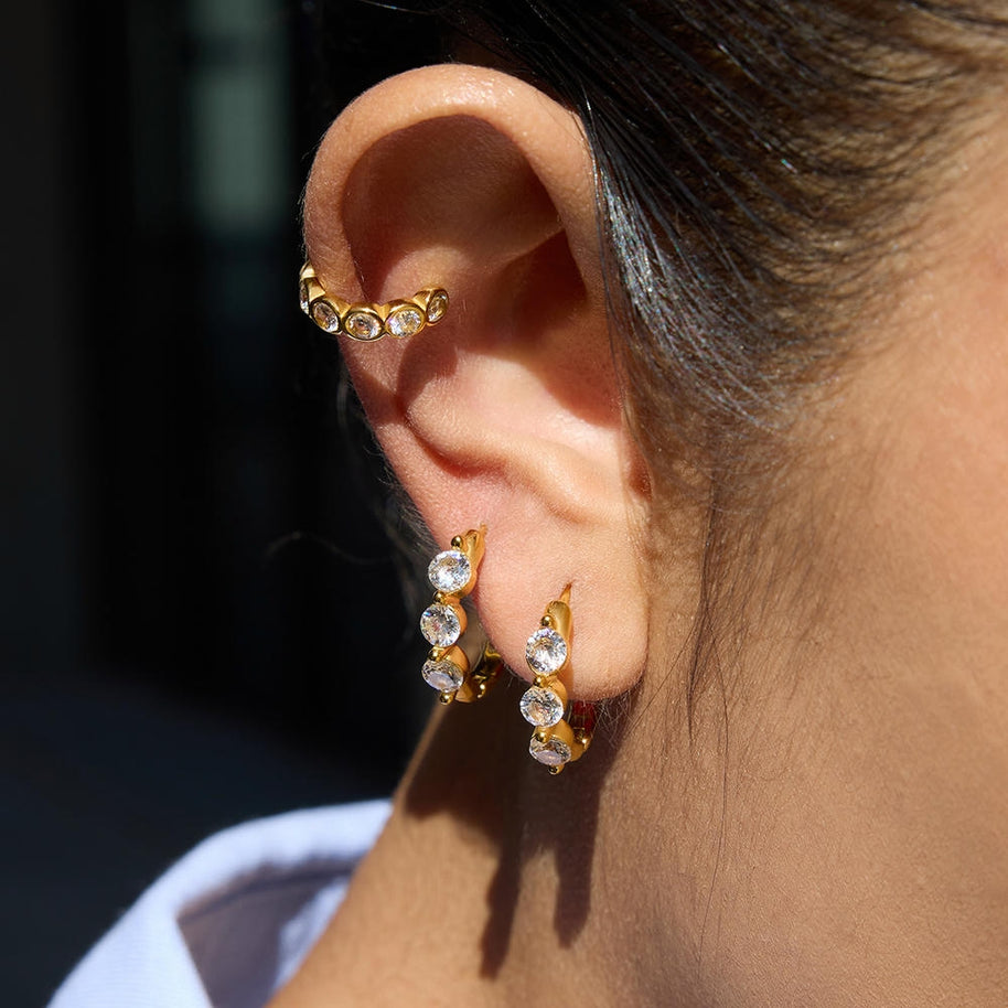 Zircon Hoop Earrings | Gold Plated Luxury | Stainless Steel