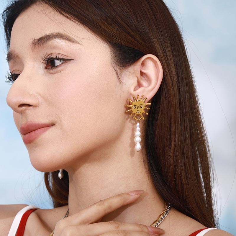 Sun Pearl Drop Earring