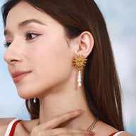 Sun Pearl Drop Earring
