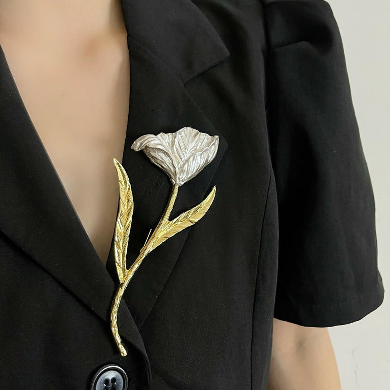 Oversized Metal Leaf Brooch | Artisan Heavy Duty Lapel Pin