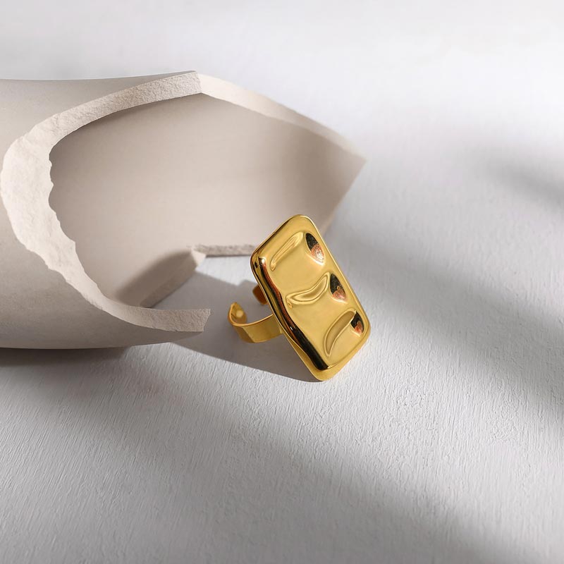 Textured Rectangle Open Ring JSR020016