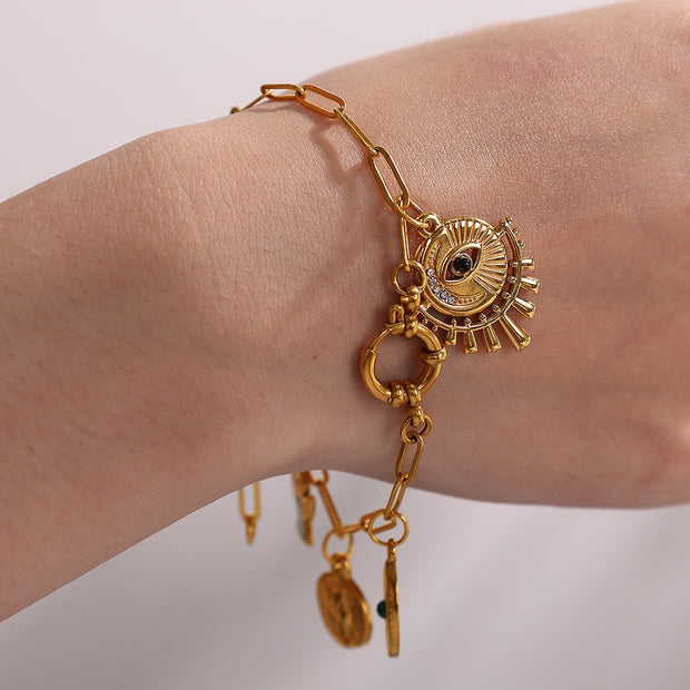 DIY Hand Eye Pendant Steel 18K Gold Plated Cross Border