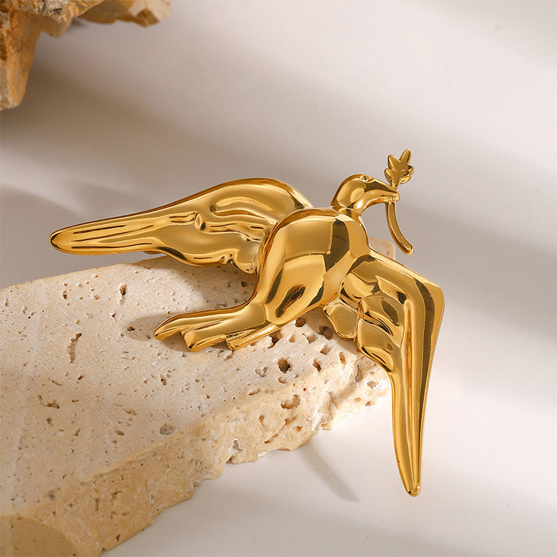Vintage Dove Peace Brooch | Stainless Steel Elegant Lapel Pin