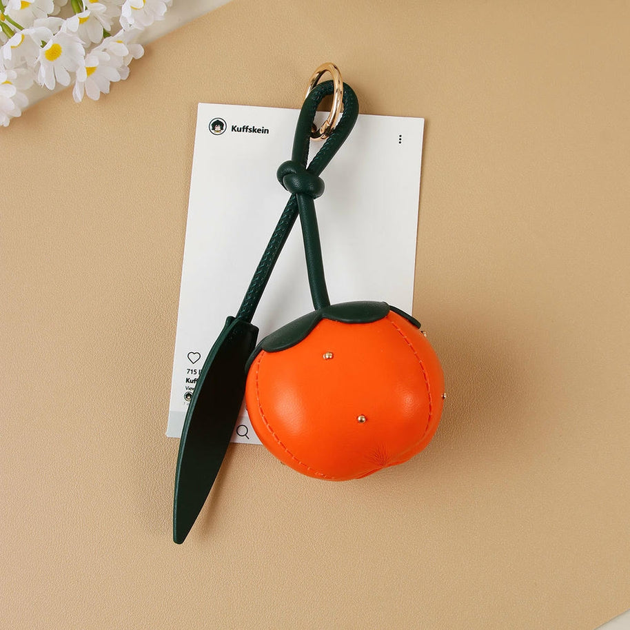 Persimmon Keychain | PU Cotton Charm | Lucky Gift