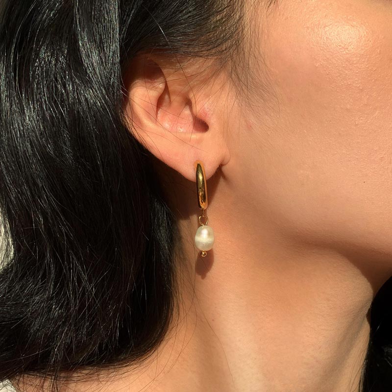 Pearl Drop Hoops