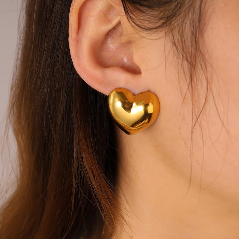 Puffs Heart Stud Earring JSE010184