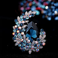 Moonstone Brooch | Crystal Gem Pin | Vintage Luxury JXBS424