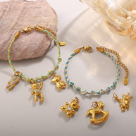Cute Animal Charm Set Steel 18K Gold Plated DIY Versatile