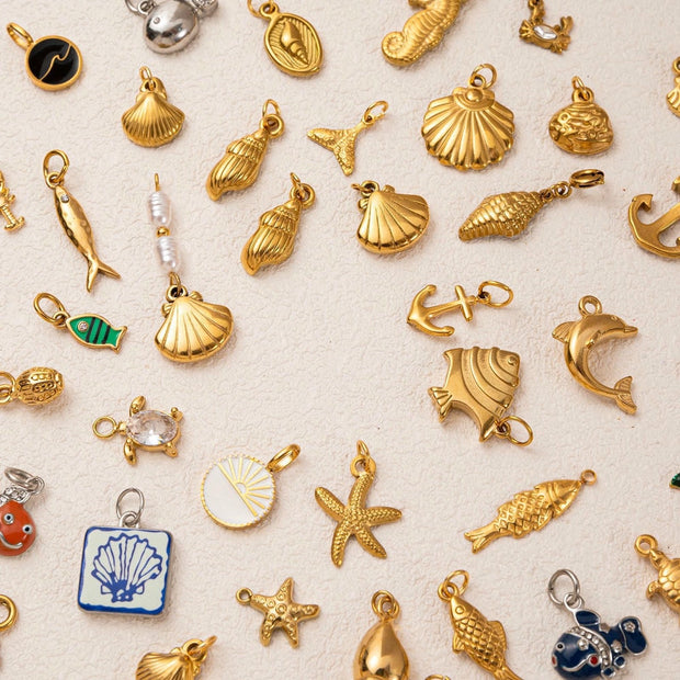 DIY Sea Creatures Pendant Steel 18K Gold Plated Women