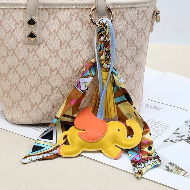 Dumbo Keychain | Cute Leather Tassel Scarf Bag Charm