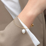 Pearl Charm Bangle Bracelet