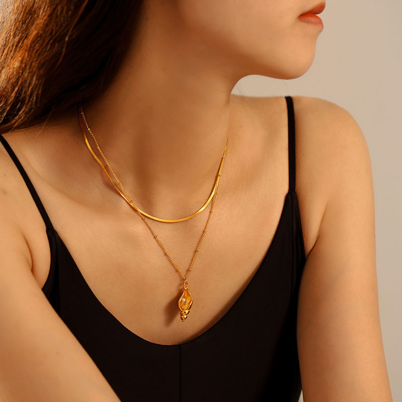 Gold Plated Conch Chain Necklace