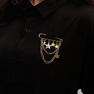 Punk Star Brooch | Festival Long Fringe Geometric Drop Pin