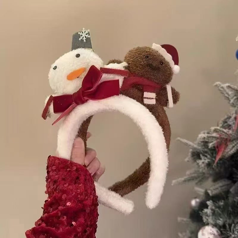 Plush Snowman Headband | Gingerbread Christmas Hair Clip