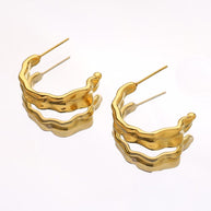 Geometric C Hoop Earring JSE010194