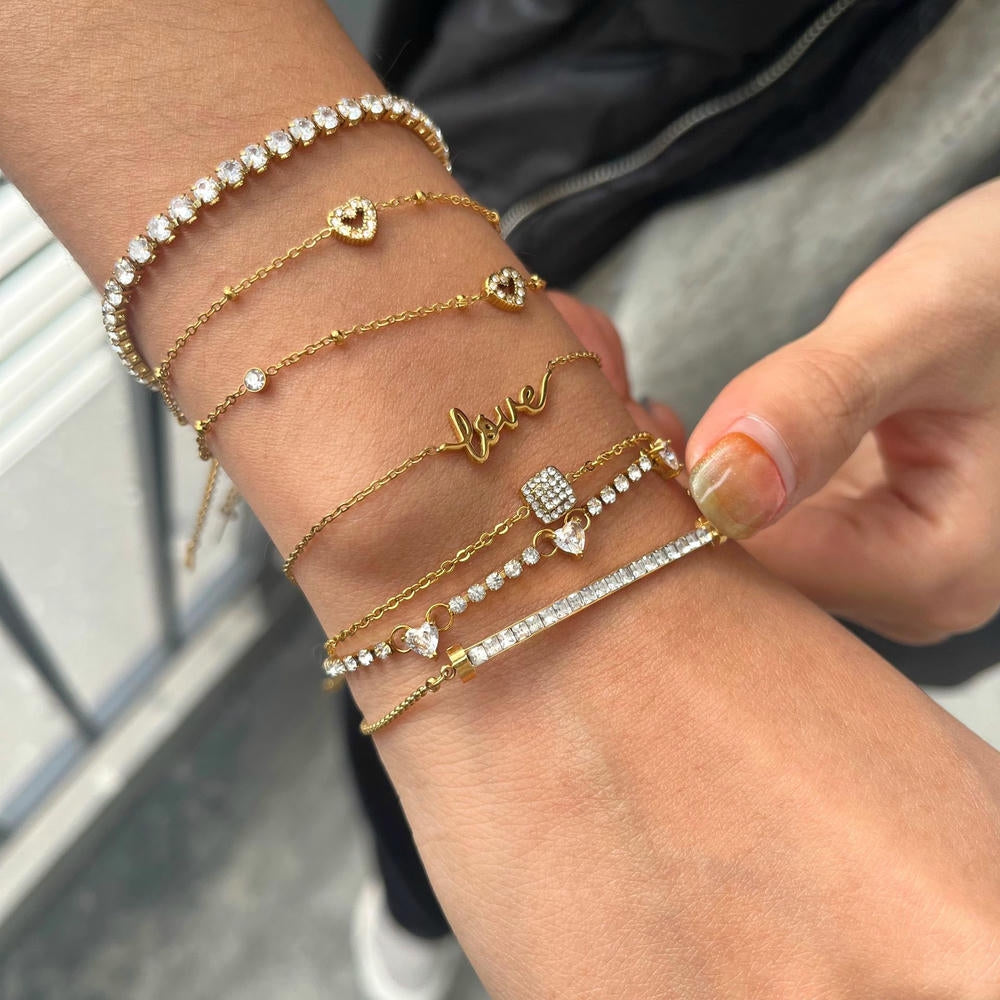 Sugar Cube Bracelet | Heart Charm | Stainless Steel Gift