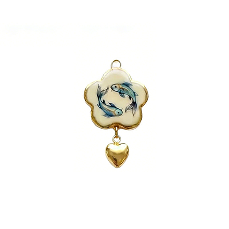 Print Series Zodiac Charm Steel 18K Gold Plated DIY JX255014QI