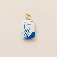 European Cartoon Sea Grass Enamel Pendant 18K Gold Plated