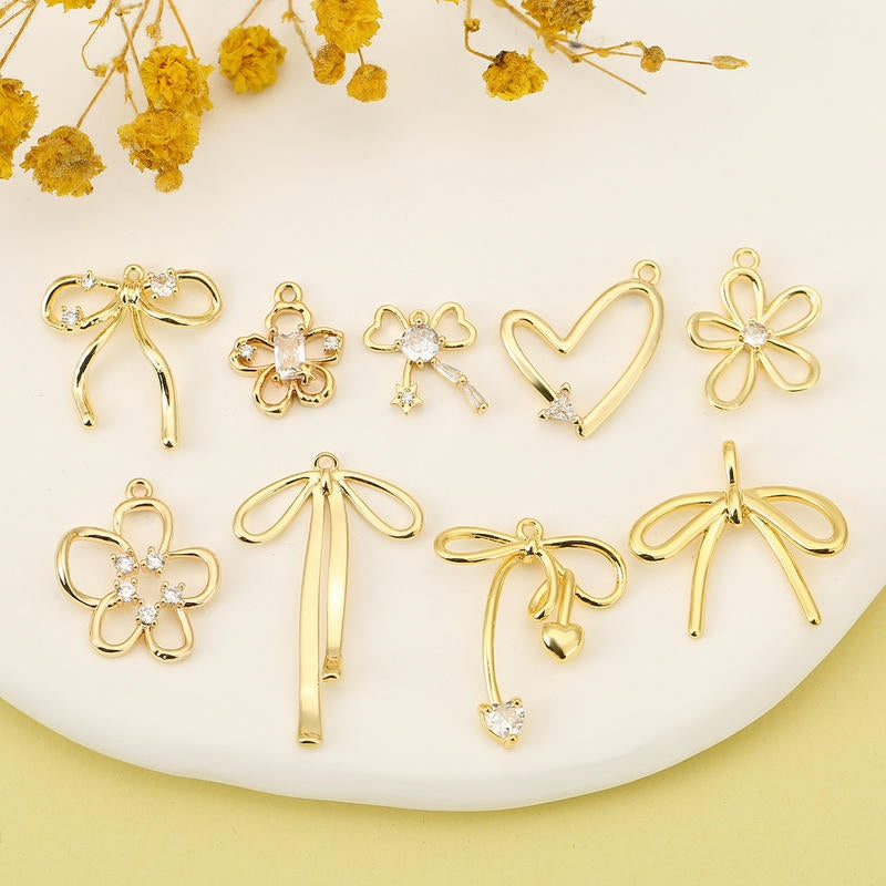 Gold Plated Bow Pendant | 18K Gold Jewelry Finding