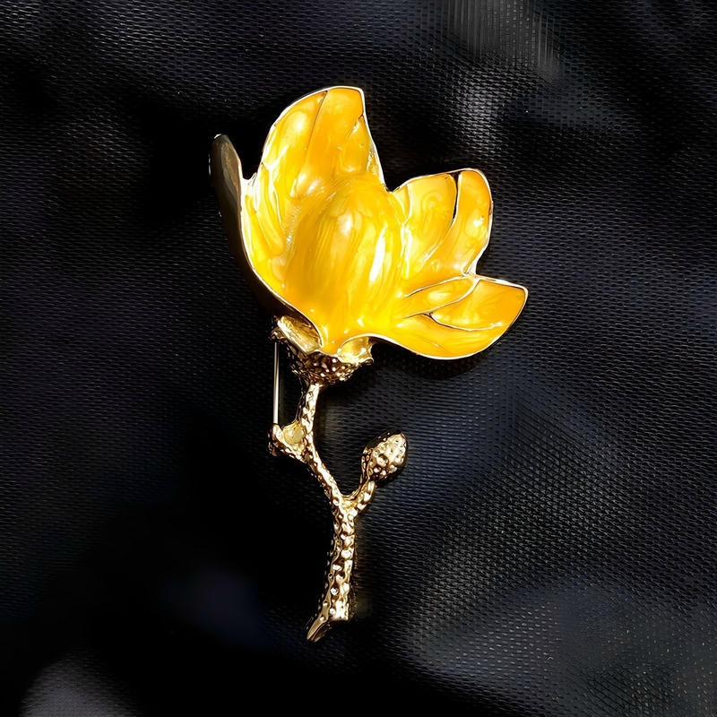 Modern Magnolia Brooch | Baroque Lapel Pin for Dresses
