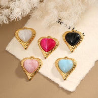 Luxury Style Heart Earrings Pendant Steel 18K Gold Plated