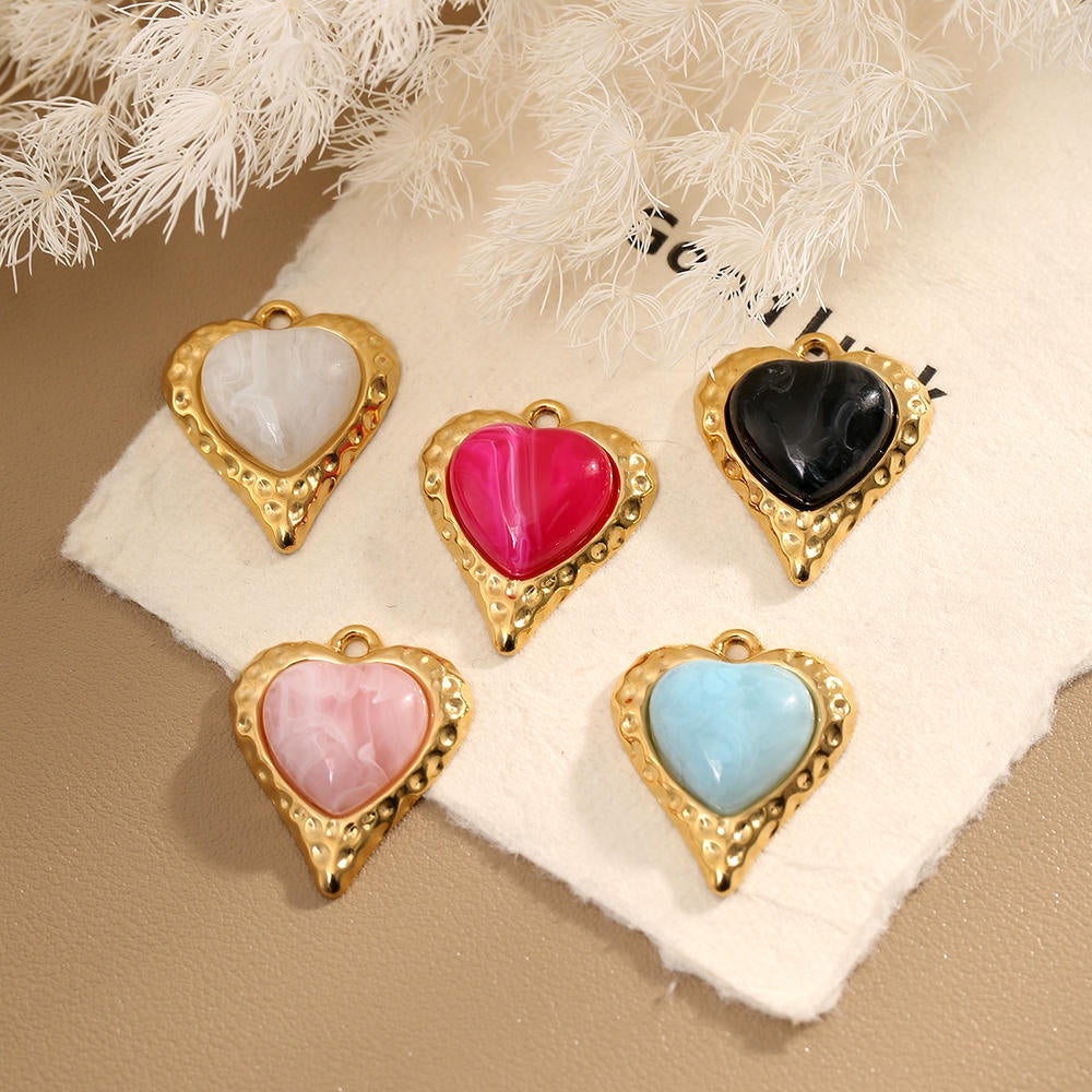 Luxury Style Heart Earrings Pendant Steel 18K Gold Plated