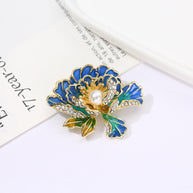 Peony Brooch | Pearl Accent Lapel Pin for Qipao & Coats