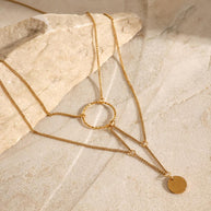 Two Layer Disc Pendant Necklace