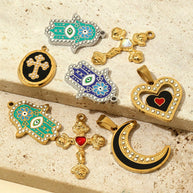 Modernist Hand Eye Pendant | Geometric Love Cross Charm