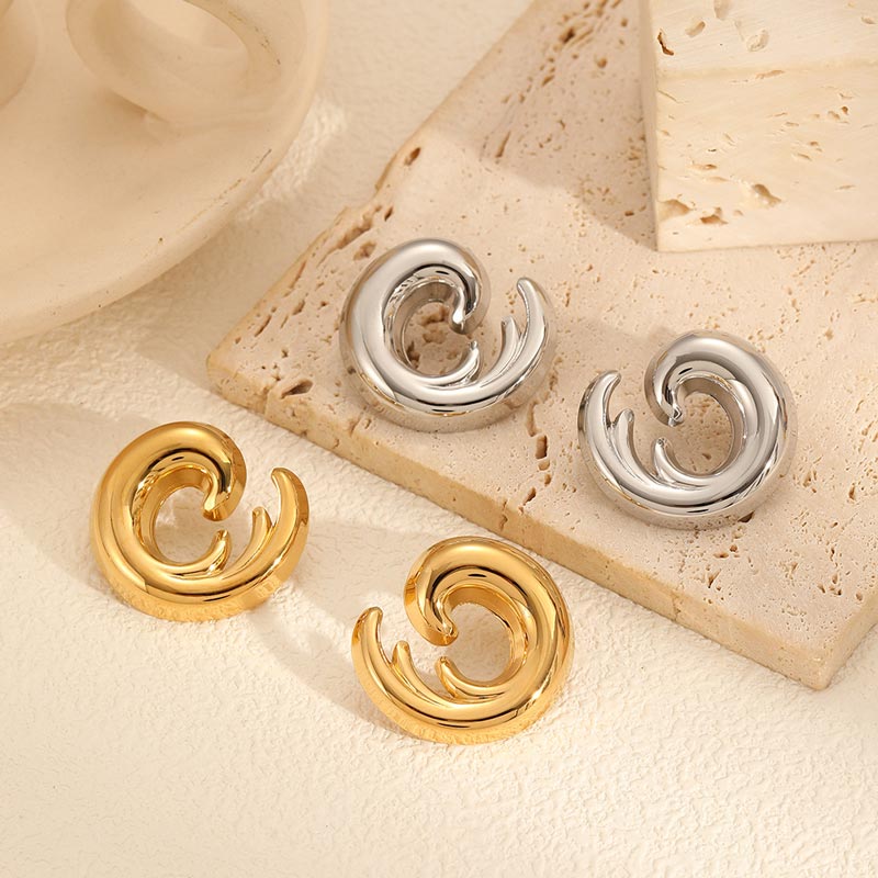 Ocean Wave Stud Earrings