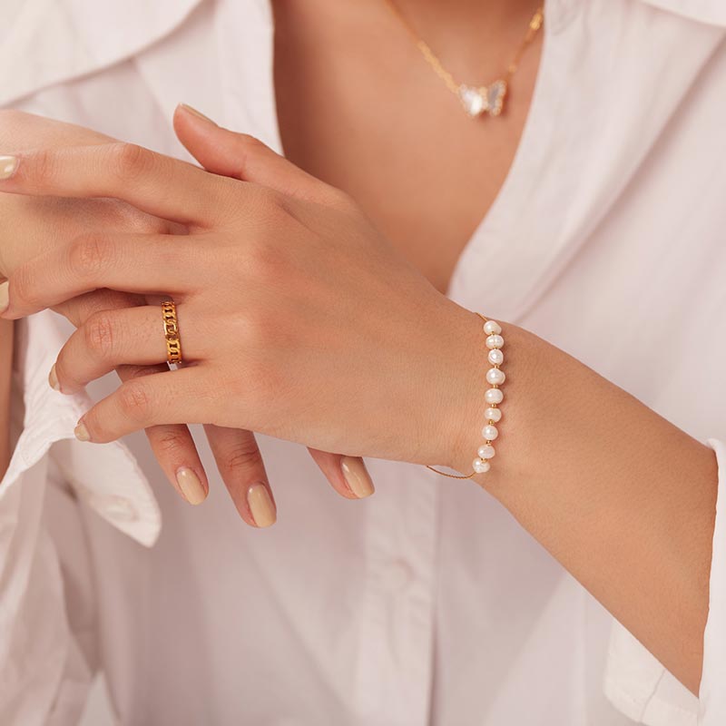 Pearl Half Chain Bracelet